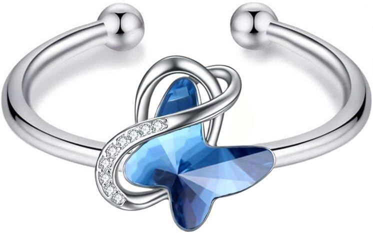 925 Sterling Silver Crystal Butterfly Ring