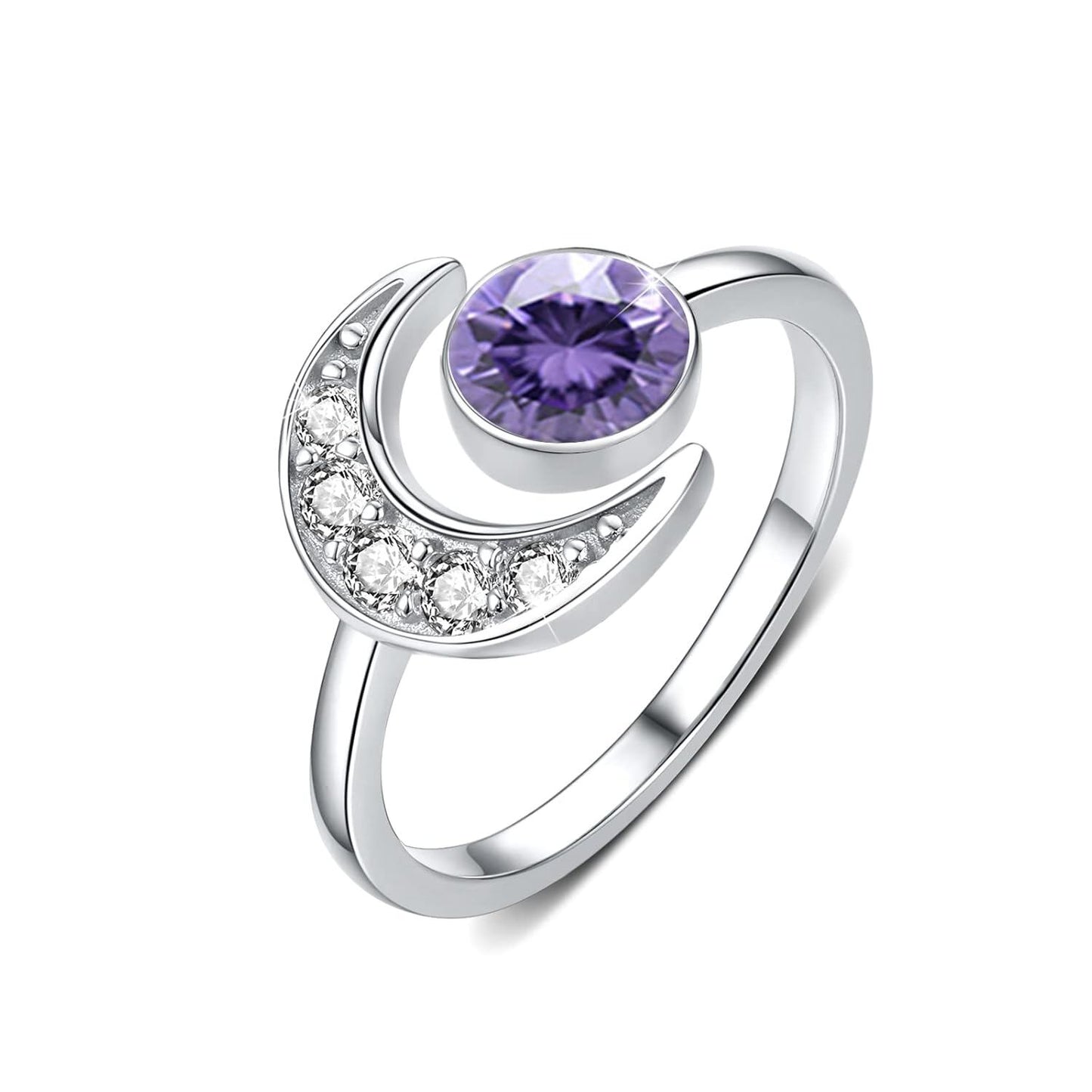 925 Silver Moonstone Birthstone Adjustable Open Ring Women