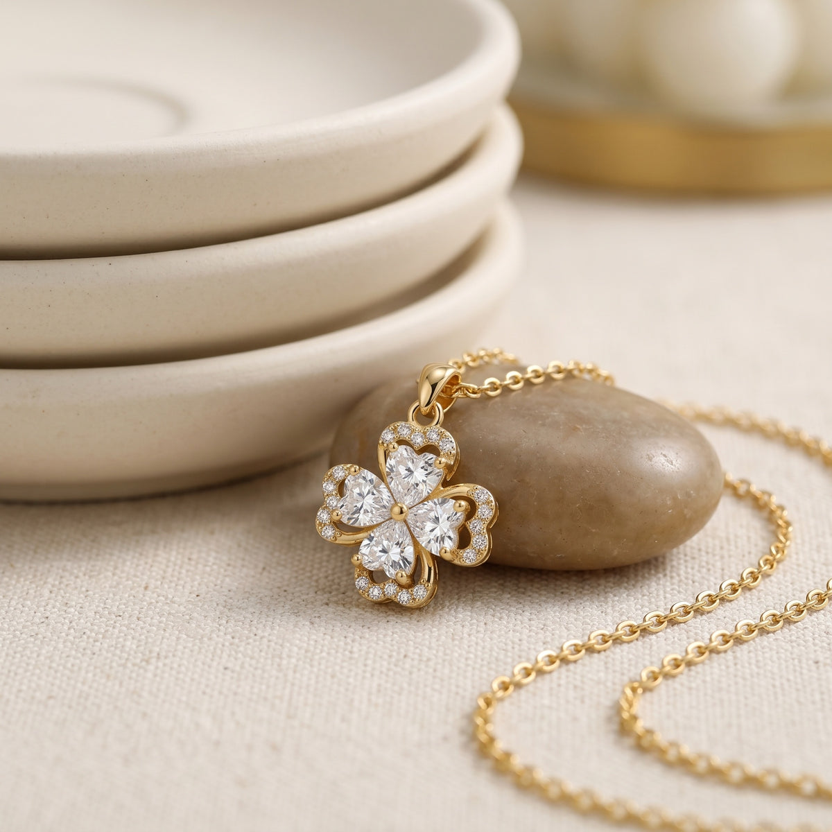925 Sterling Silver  Four-leaf Clover Necklace