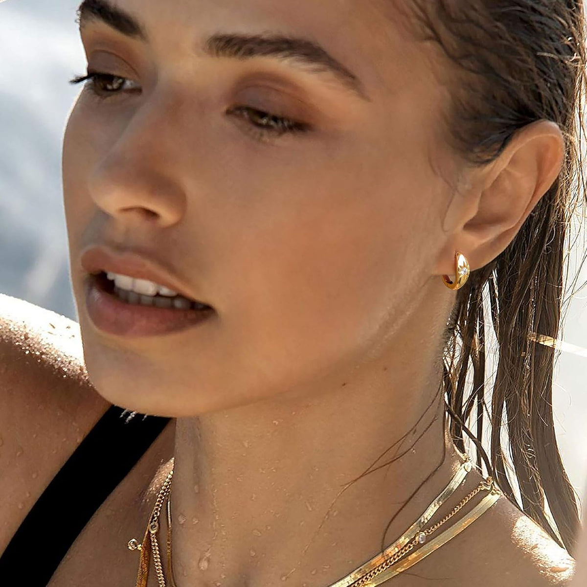 18K Gold-Plated Starburst Huggie Earrings