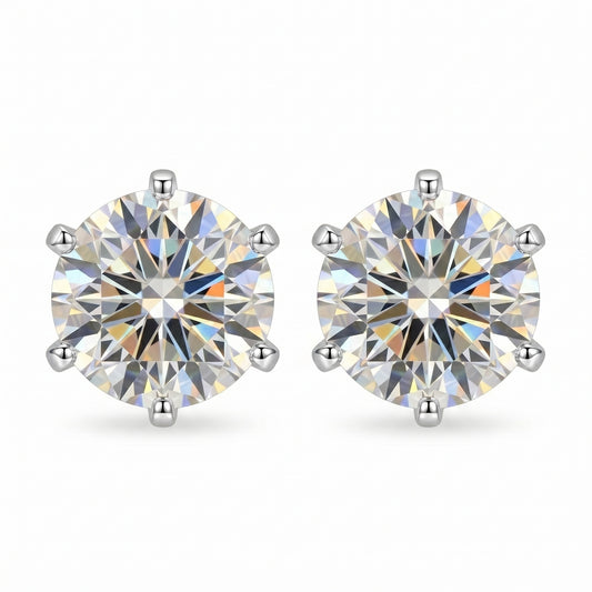 S925 Sterling Silver Moissanite Stud Earrings
