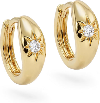 18K Gold-Plated Starburst Huggie Earrings