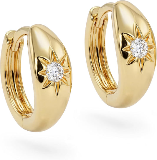 18K Gold-Plated Starburst Huggie Earrings