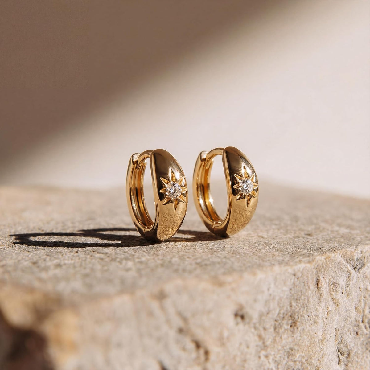 18K Gold-Plated Starburst Huggie Earrings