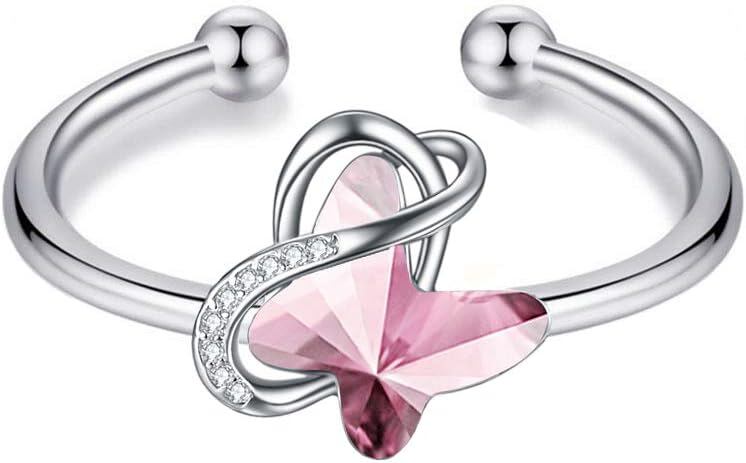 925 Sterling Silver Crystal Butterfly  Ring