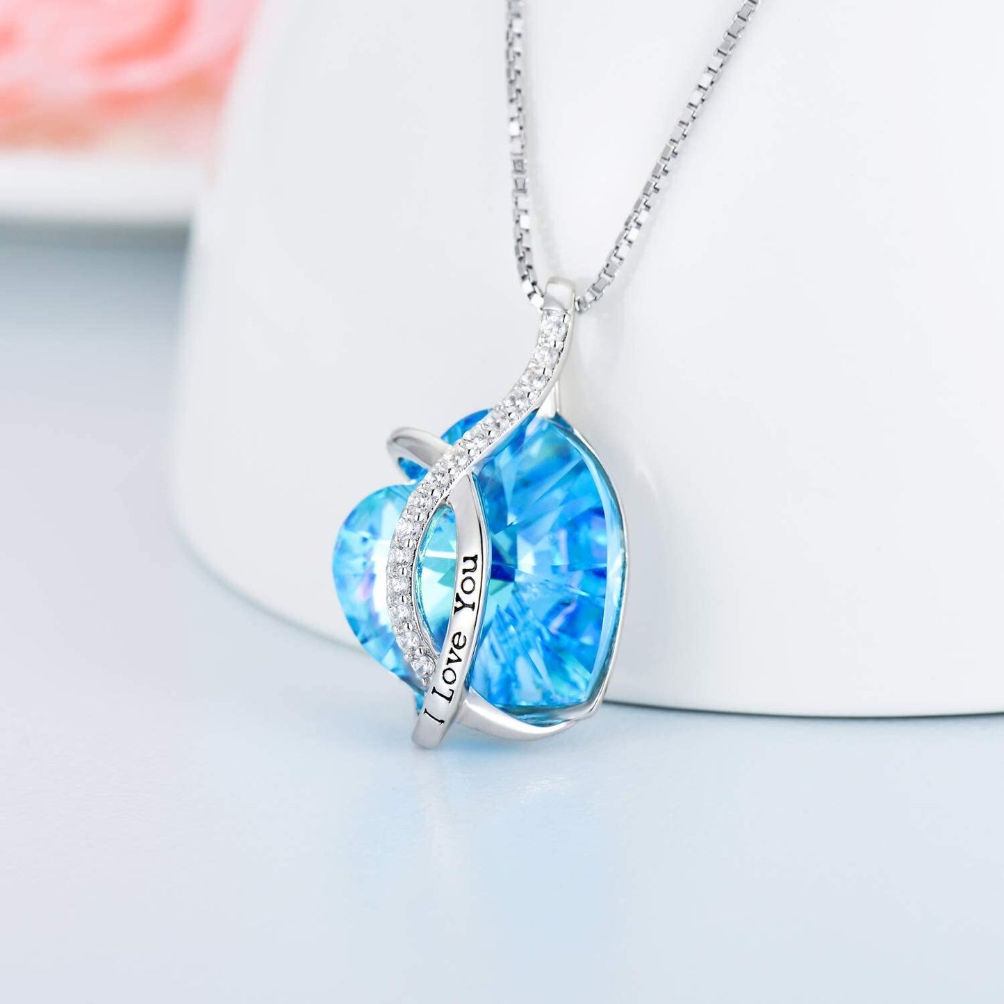 925 Silver Austrian Crystal 12 Birthstone Heart Necklace