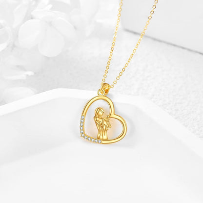 14K Gold Hummingbird Pendant Necklace CZ 18 Link Chain