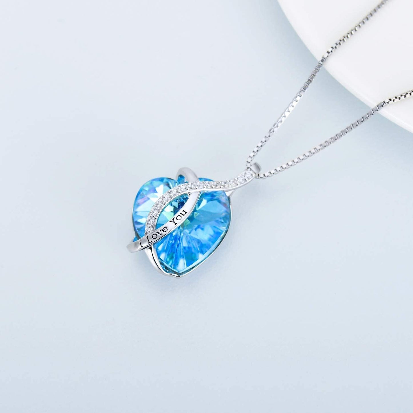 925 Silver Austrian Crystal 12 Birthstone Heart Necklace