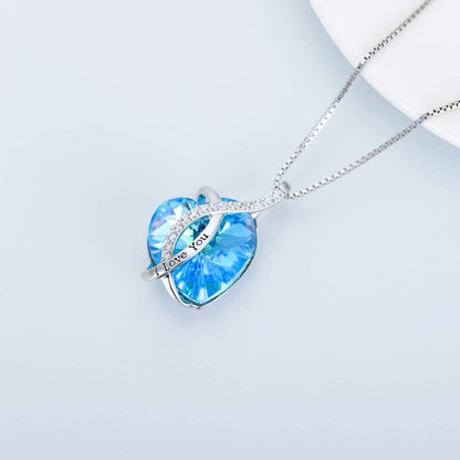 925 Silver Austrian Crystal 12 Birthstone Heart Necklace