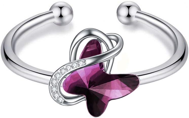 925 Sterling Silver Crystal Butterfly  Ring