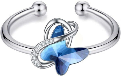 925 Sterling Silver Crystal Butterfly  Ring