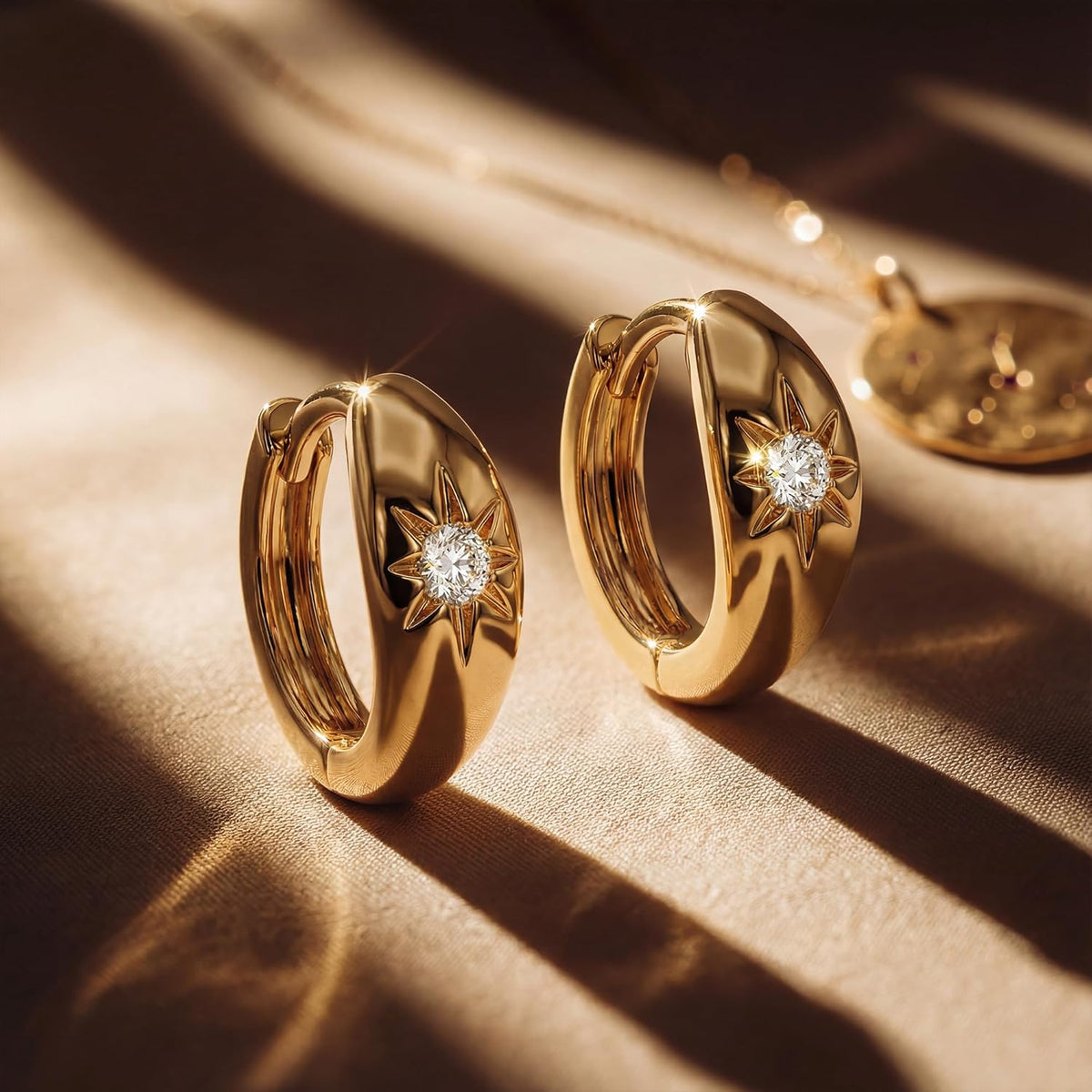 18K Gold-Plated Starburst Huggie Earrings