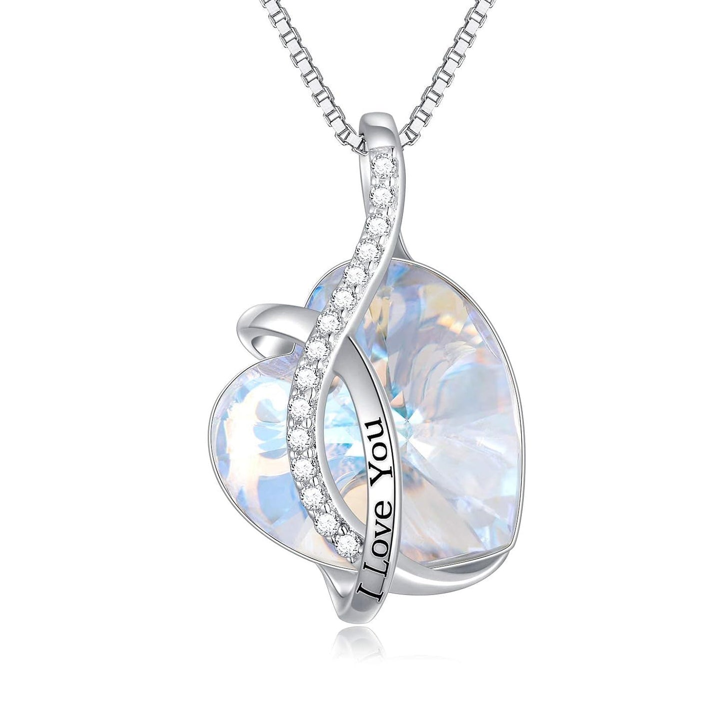 925 Silver Austrian Crystal 12 Birthstone Heart Necklace