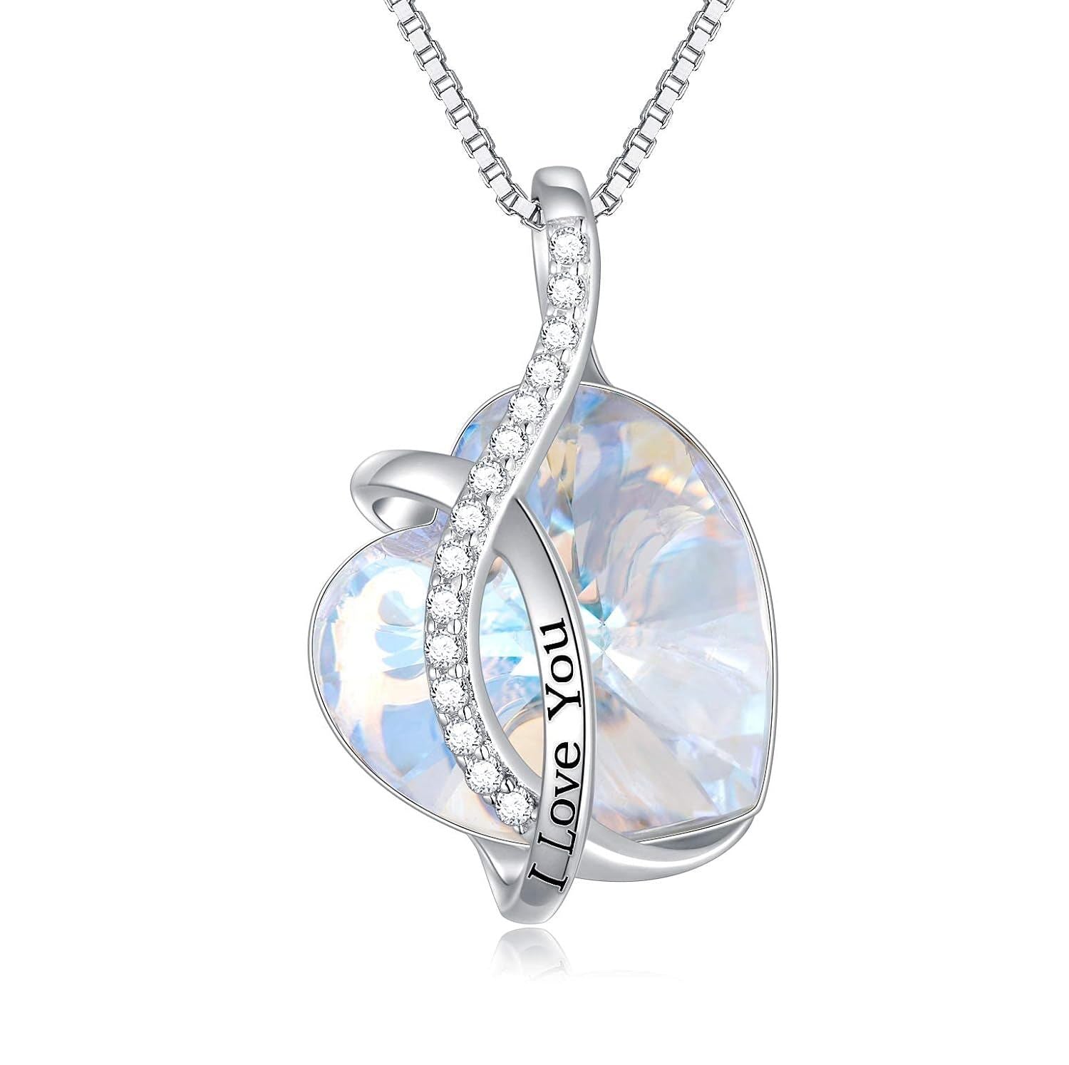 925 Silver Austrian Crystal 12 Birthstone Heart Necklace