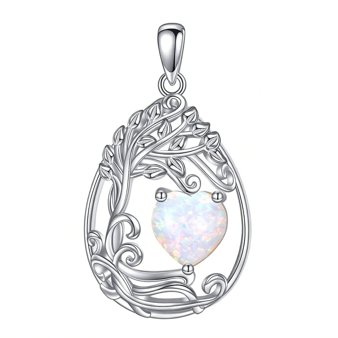 925 Silver Gold Plated Gemstone Tree Life Pendant Necklace