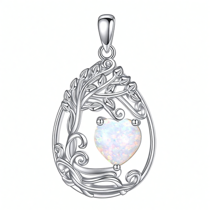 925 Silver Gold Plated Gemstone Tree Life Pendant Necklace