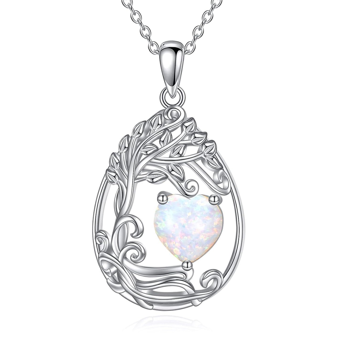 925 Silver Gold Plated Gemstone Tree Life Pendant Necklace