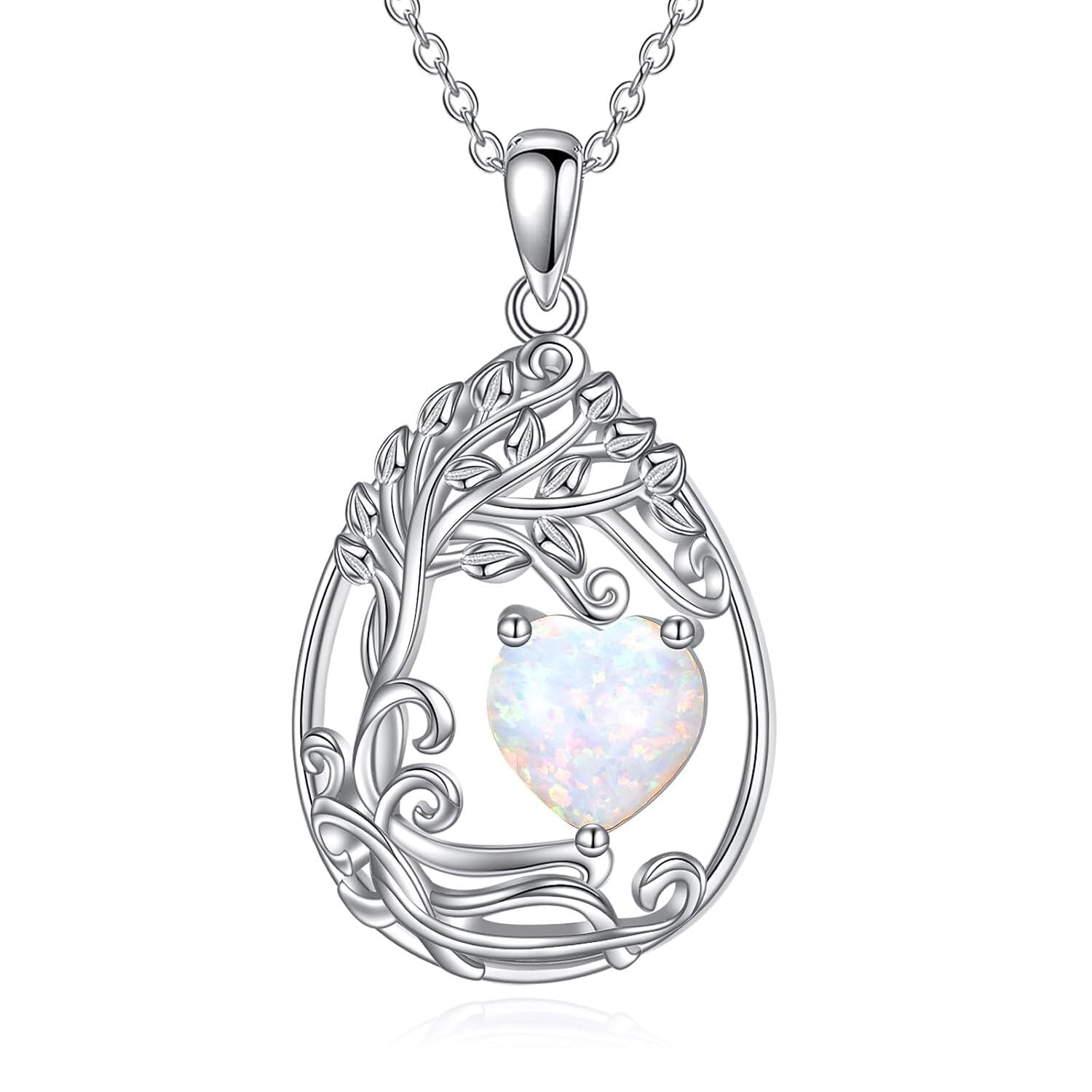 925 Silver Gold Plated Gemstone Tree Life Pendant Necklace