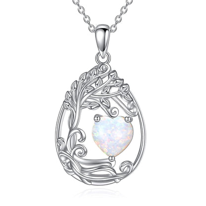 925 Silver Gold Plated Gemstone Tree Life Pendant Necklace