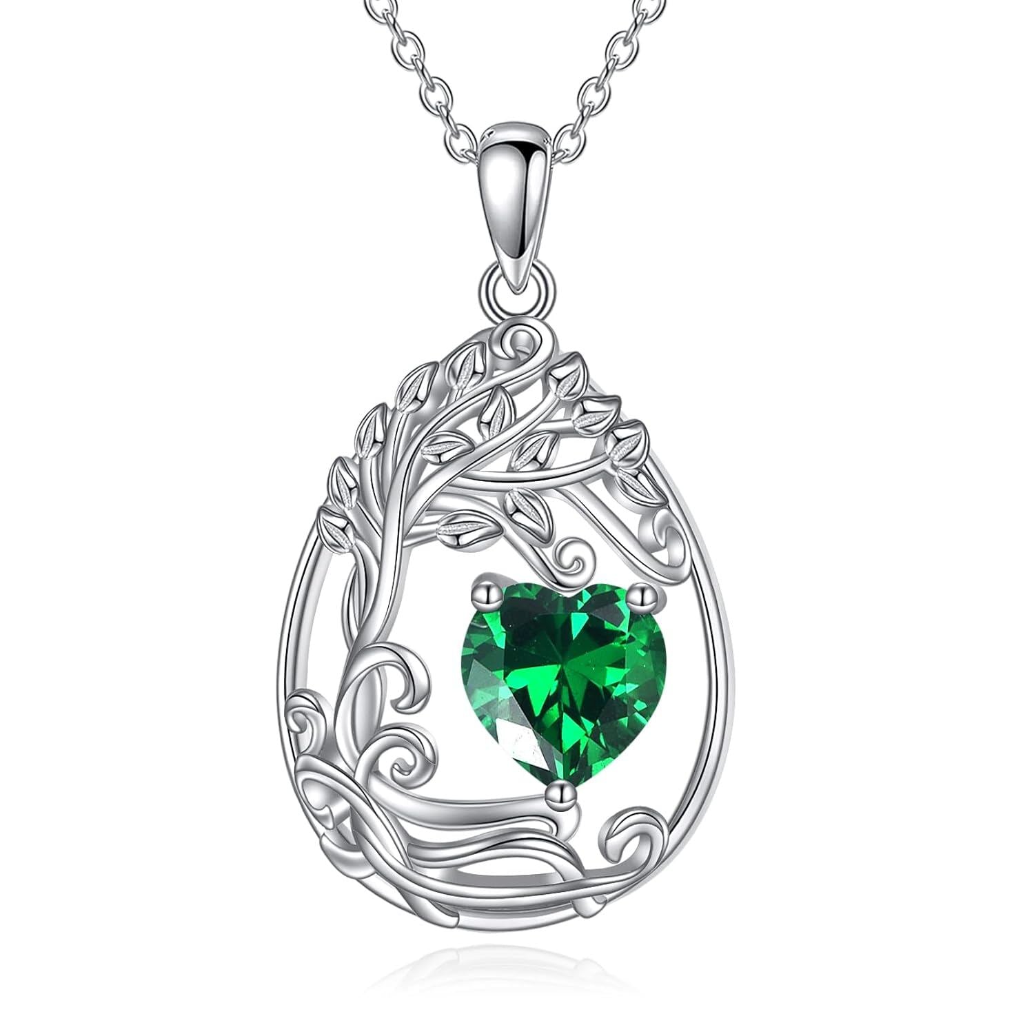 925 Silver Gold Plated Gemstone Tree Life Pendant Necklace
