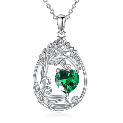 925 Silver Gold Plated Gemstone Tree Life Pendant Necklace