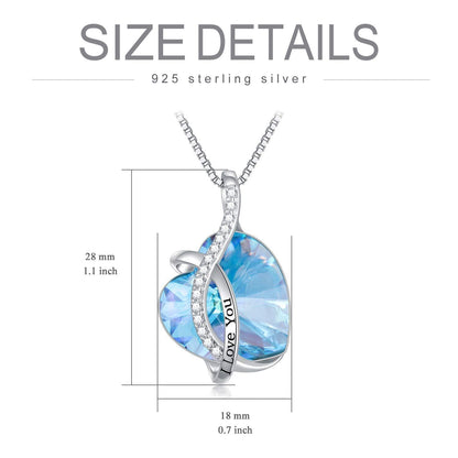 925 Silver Austrian Crystal 12 Birthstone Heart Necklace