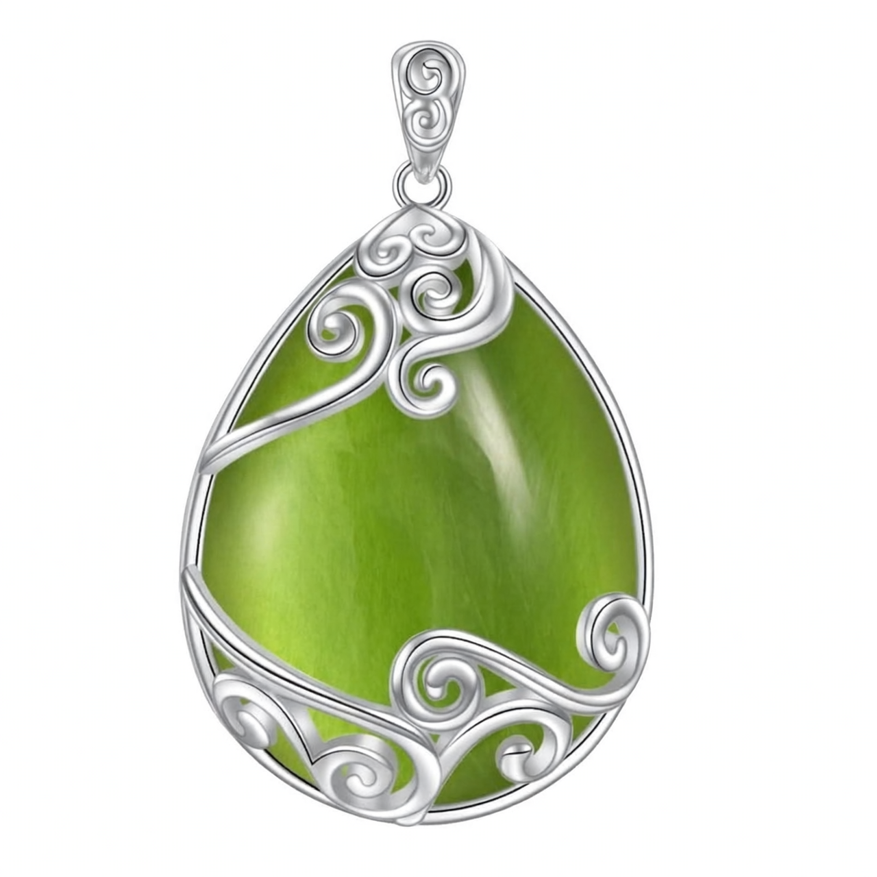 925 Sterling Silver Filigree Teardrop Pendant Necklace for Women