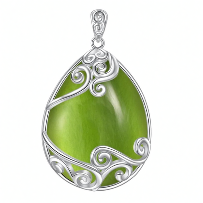 925 Sterling Silver Filigree Teardrop Pendant Necklace for Women