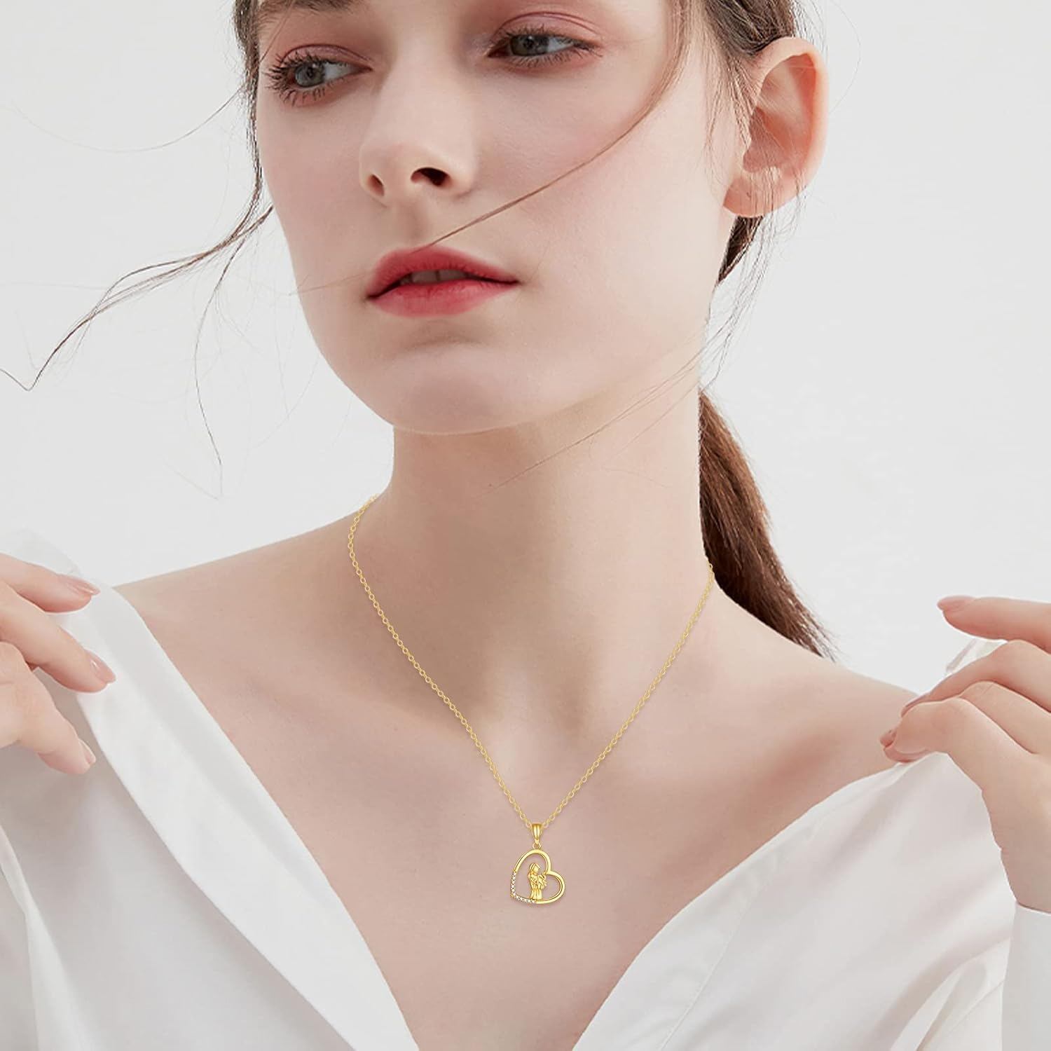 14K Gold Hummingbird Pendant Necklace CZ 18 Link Chain