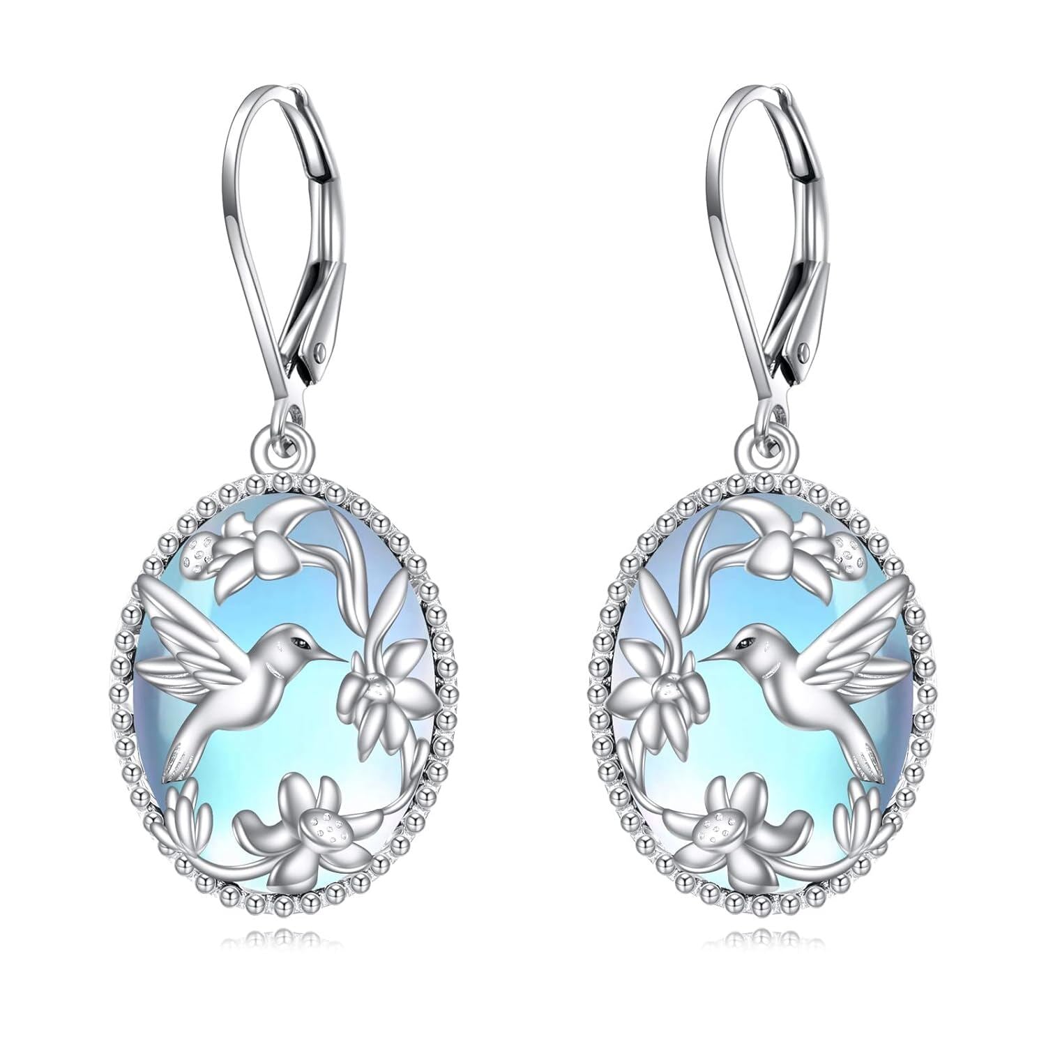 Gold Plated 925 Silver Onyx Hummingbird Drop Earrings