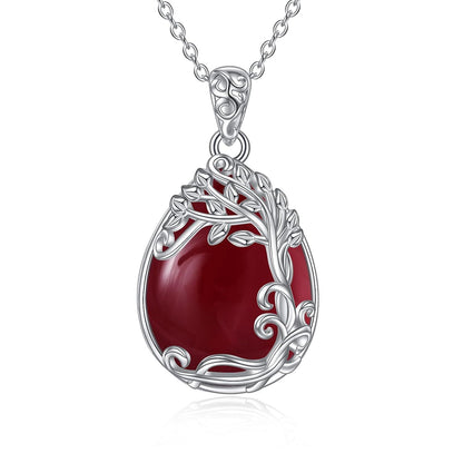 925 Sterling Silver Filigree Teardrop Pendant Necklace for Women