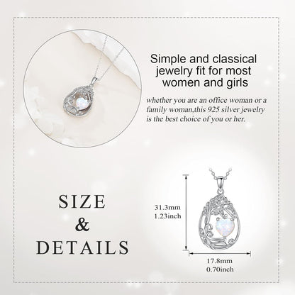 925 Silver Gold Plated Gemstone Tree Life Pendant Necklace