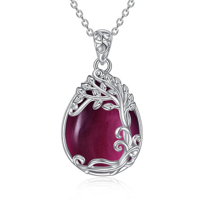 925 Sterling Silver Filigree Teardrop Pendant Necklace for Women