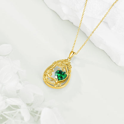 925 Silver Gold Plated Gemstone Tree Life Pendant Necklace