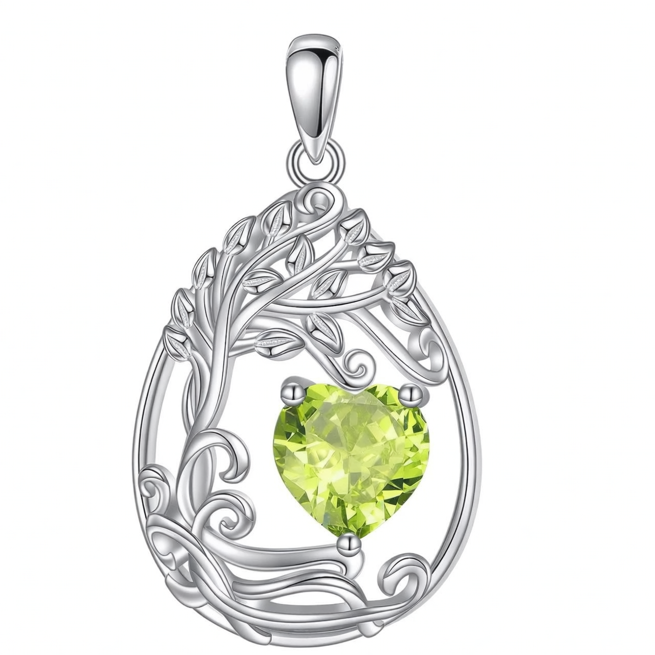925 Silver Gold Plated Gemstone Tree Life Pendant Necklace