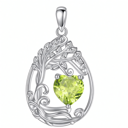 925 Silver Gold Plated Gemstone Tree Life Pendant Necklace