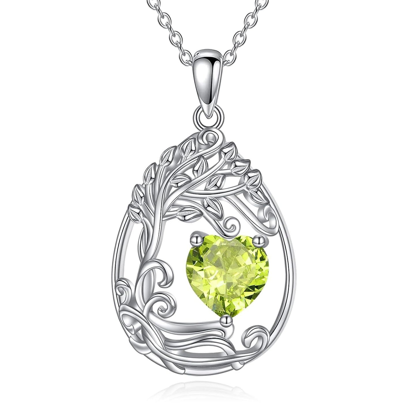 925 Silver Gold Plated Gemstone Tree Life Pendant Necklace