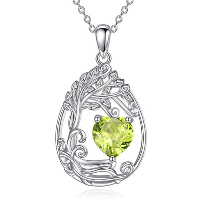 925 Silver Gold Plated Gemstone Tree Life Pendant Necklace