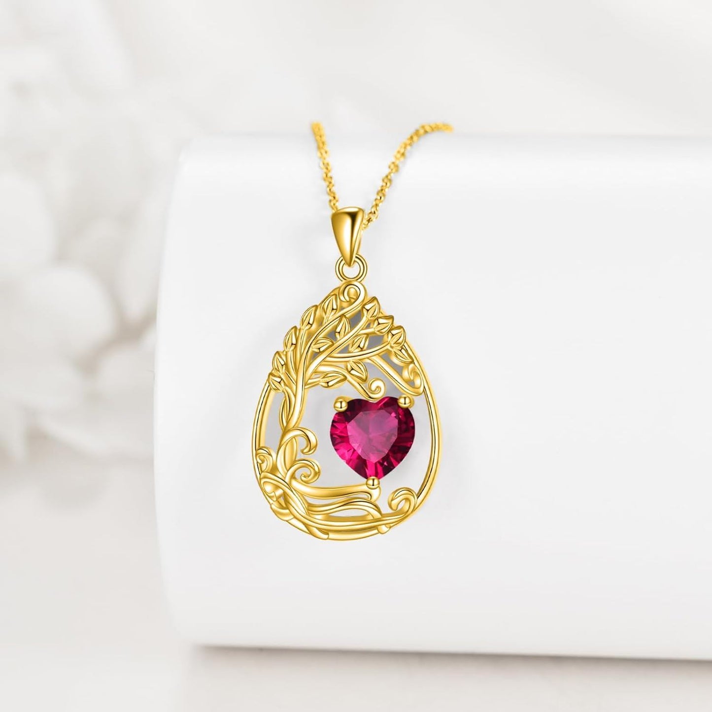 925 Silver Gold Plated Gemstone Tree Life Pendant Necklace