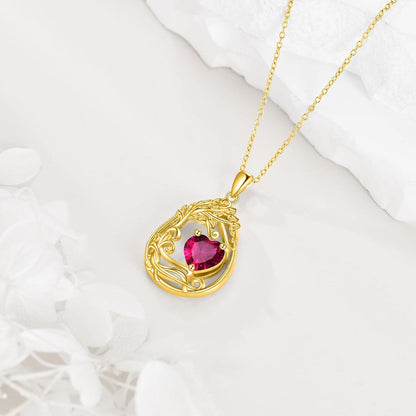 925 Silver Gold Plated Gemstone Tree Life Pendant Necklace