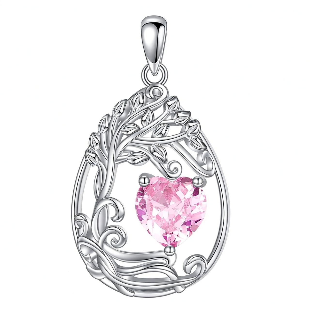 925 Silver Gold Plated Gemstone Tree Life Pendant Necklace