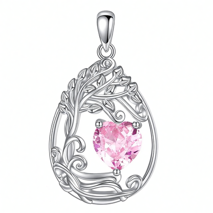 925 Silver Gold Plated Gemstone Tree Life Pendant Necklace