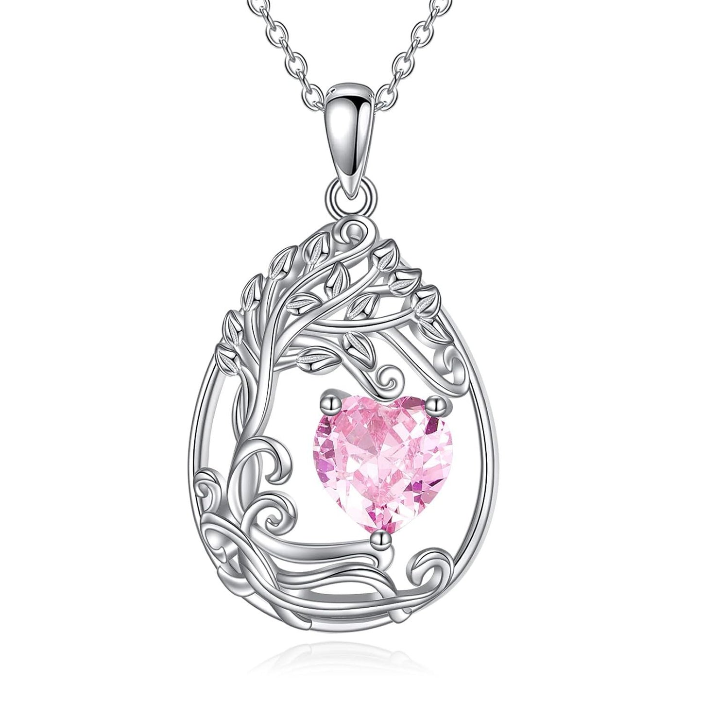 925 Silver Gold Plated Gemstone Tree Life Pendant Necklace