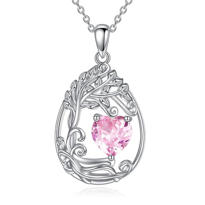 925 Silver Gold Plated Gemstone Tree Life Pendant Necklace