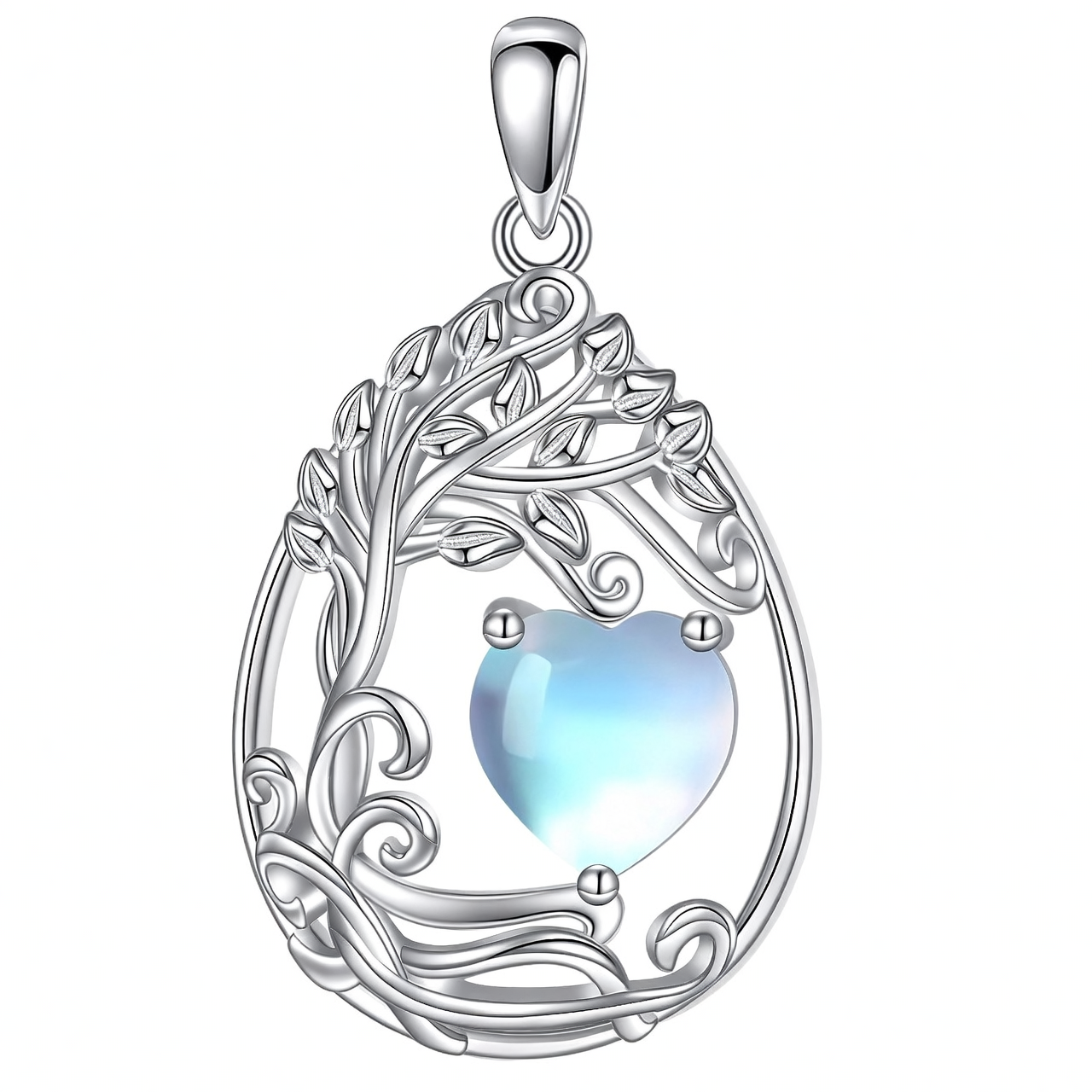 925 Silver Gold Plated Gemstone Tree Life Pendant Necklace