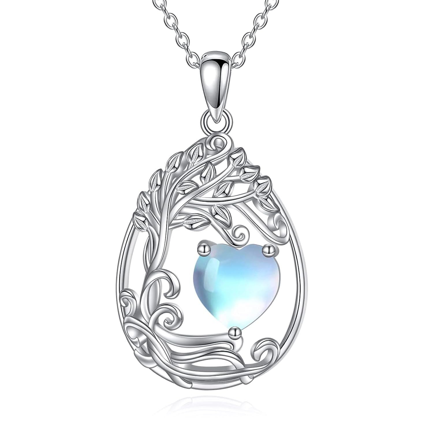925 Silver Gold Plated Gemstone Tree Life Pendant Necklace