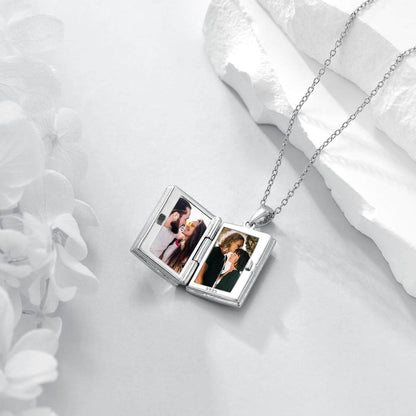 925 Sterling Silver Moonstone Photo Locket Necklace Gift