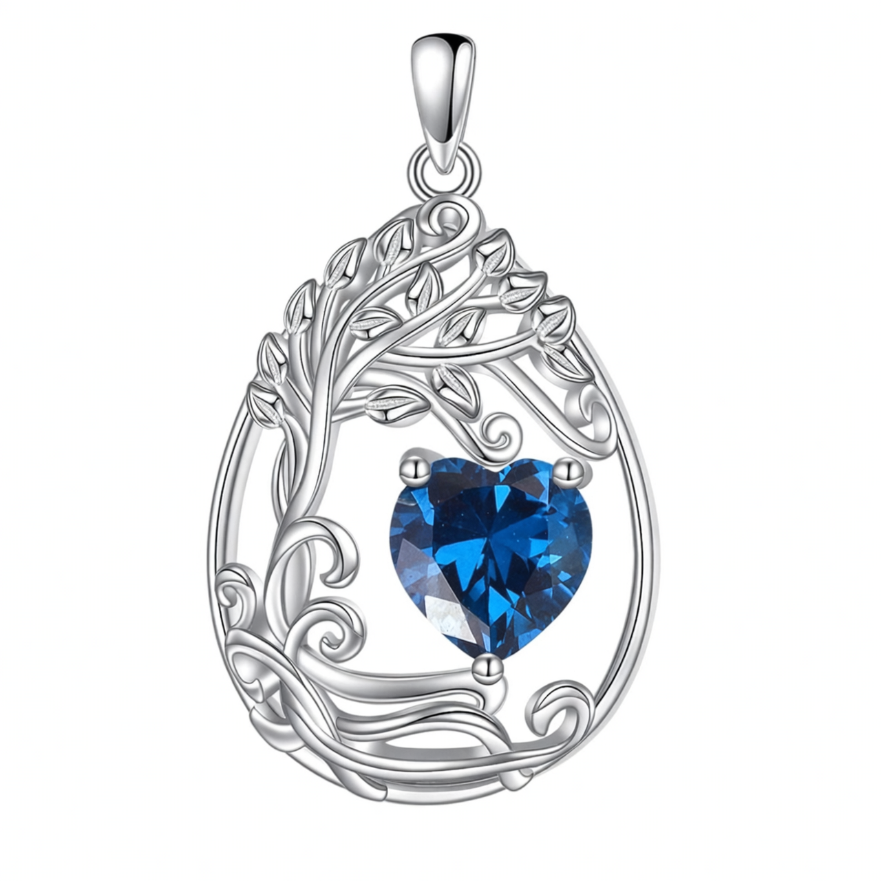 925 Silver Gold Plated Gemstone Tree Life Pendant Necklace