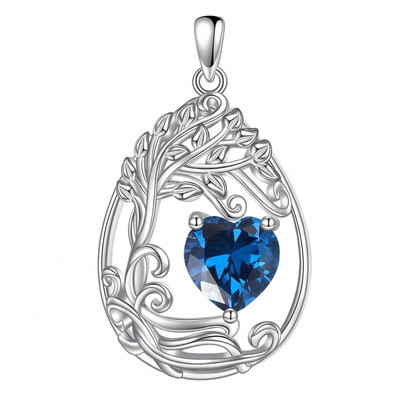 925 Silver Gold Plated Gemstone Tree Life Pendant Necklace