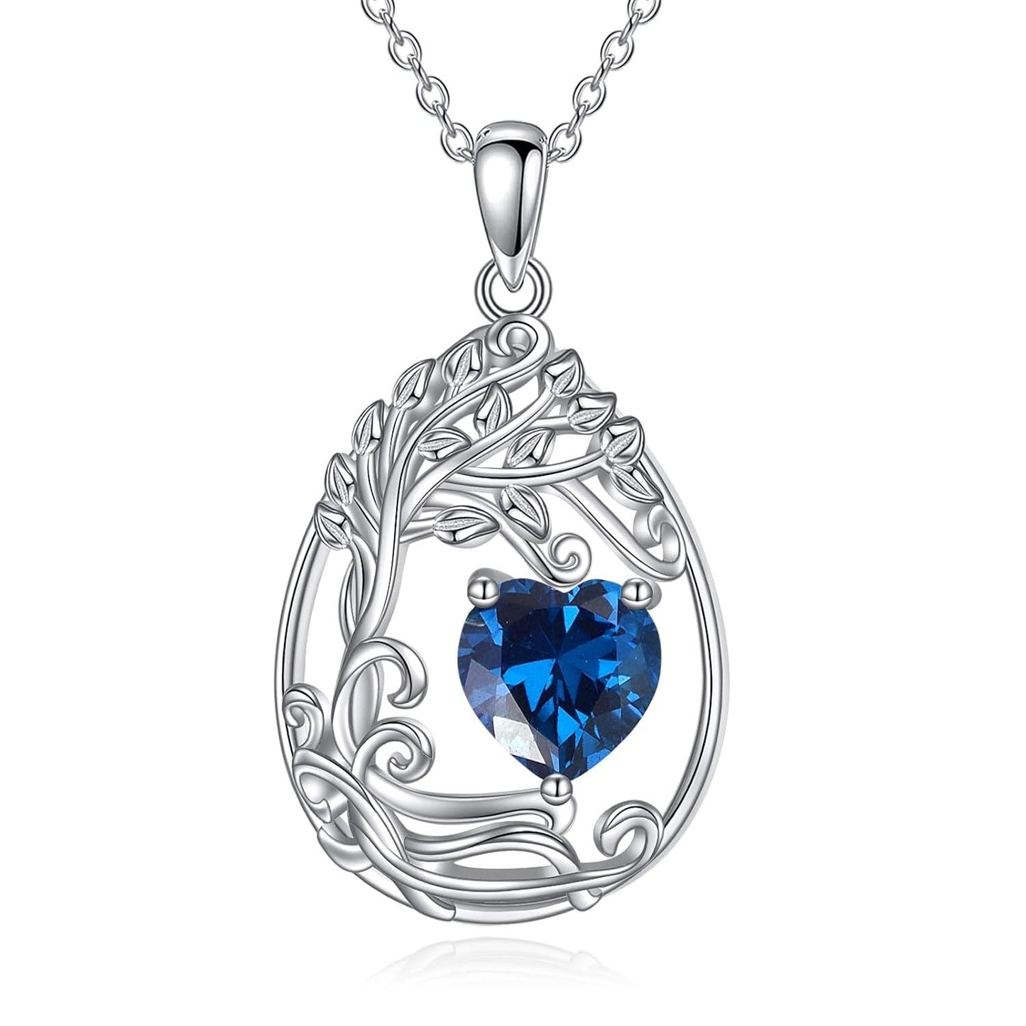 925 Silver Gold Plated Gemstone Tree Life Pendant Necklace